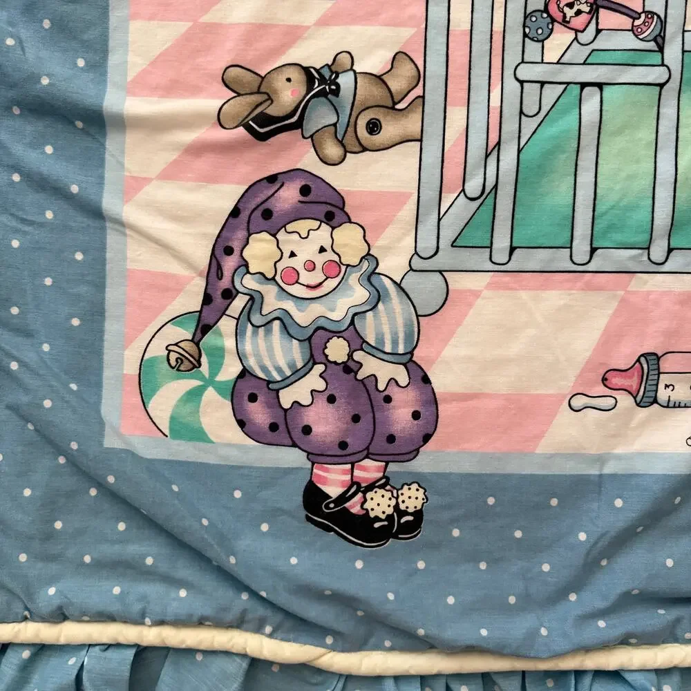 Vintage Bunny Crib Comforter 39 x 49 Nursery Quilt Easter Baby Decor